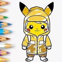 coloring_book_cute_raincoat_pikachu Тоглоомууд