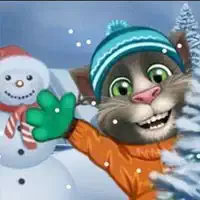 Talking Tom Playing Snowballs