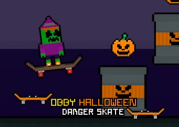 Obby Halloween Danger Skate скрыншот гульні